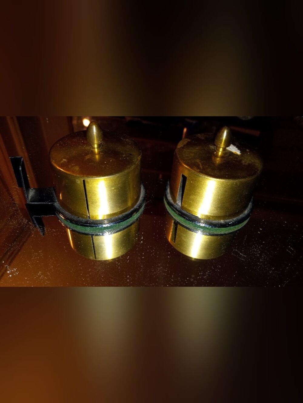 mid-century solid brass roll-type postage stamp dispensers